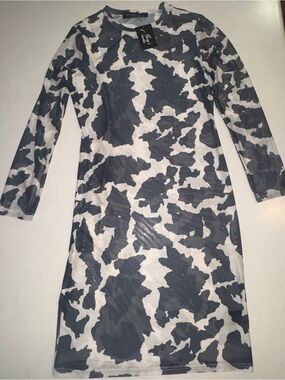 NWT Lucky and Blessed Boutique Cow Print Dress Small S Overlay See Through